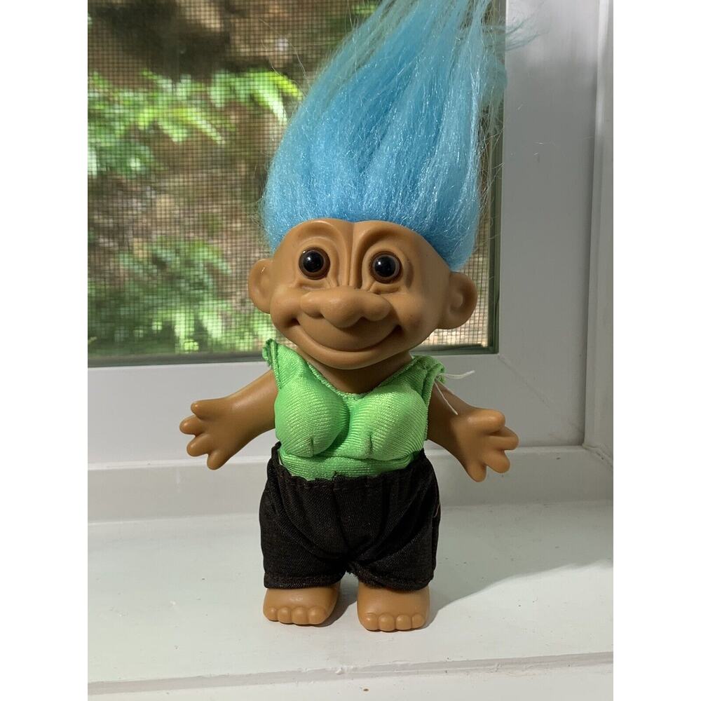 Vintage Russ troll 1980’s Surfer Swimsuit Tiki Doll Unisex Blue Hair